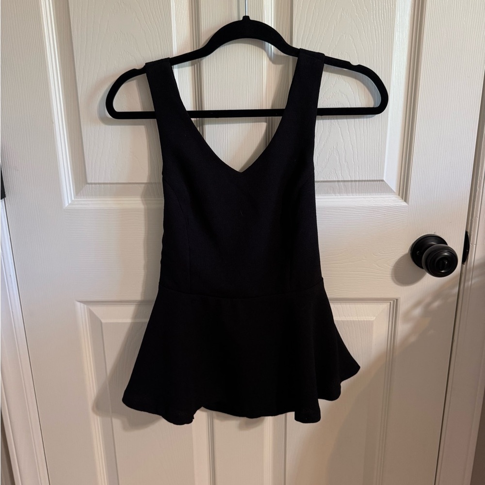 fab'rik Black Peplum Tank Top with low back